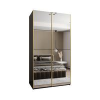 SCHWEBETÜRENSCHRANK 245,5/130/64 2-türig - Goldfarben/Schwarz, Holz/Metall (130/245/64cm) - Abiks Möbel