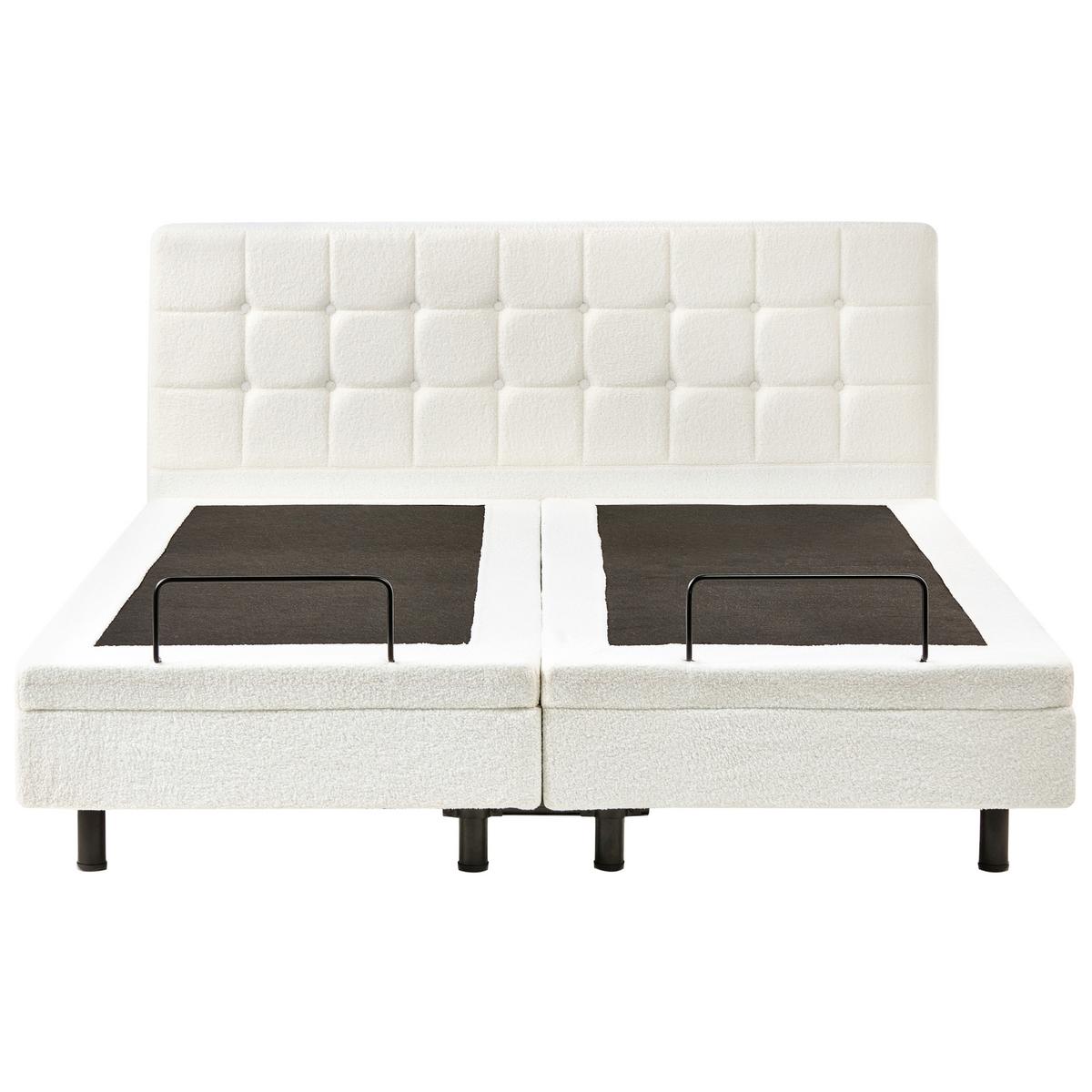BETT verstellbar 180/200 cm Bouclé Cremeweiß Duke - Creme, Textil (180/200cm) - Beliani