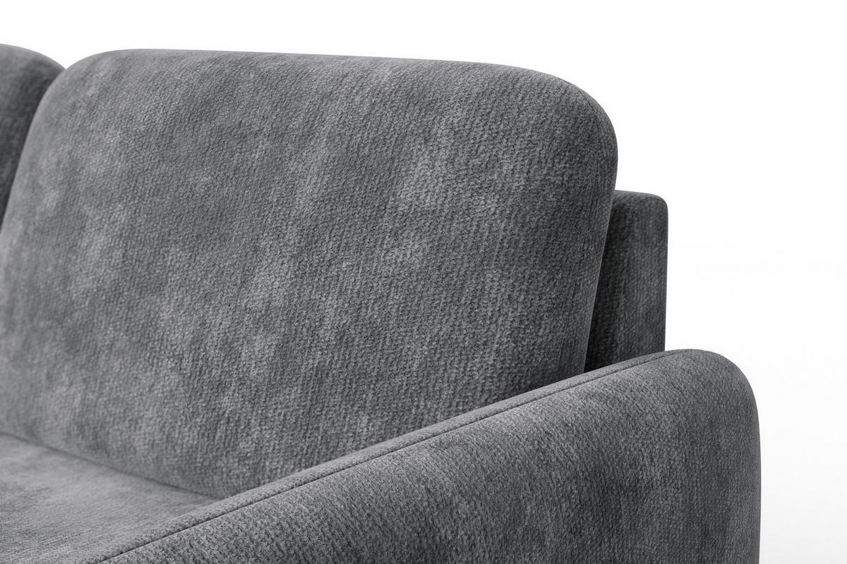 ECKSOFA FEBE 4-Sitzer LINKS, grauer Chenille-Stoff - Schwarz/Grau, Holz/Textil (264/157cm) - Wozimo