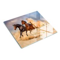 GLASPLATTE 60x52 cm Galoppierende Pferde - Orange/Weiß, Glas (60/52cm) - TULUP