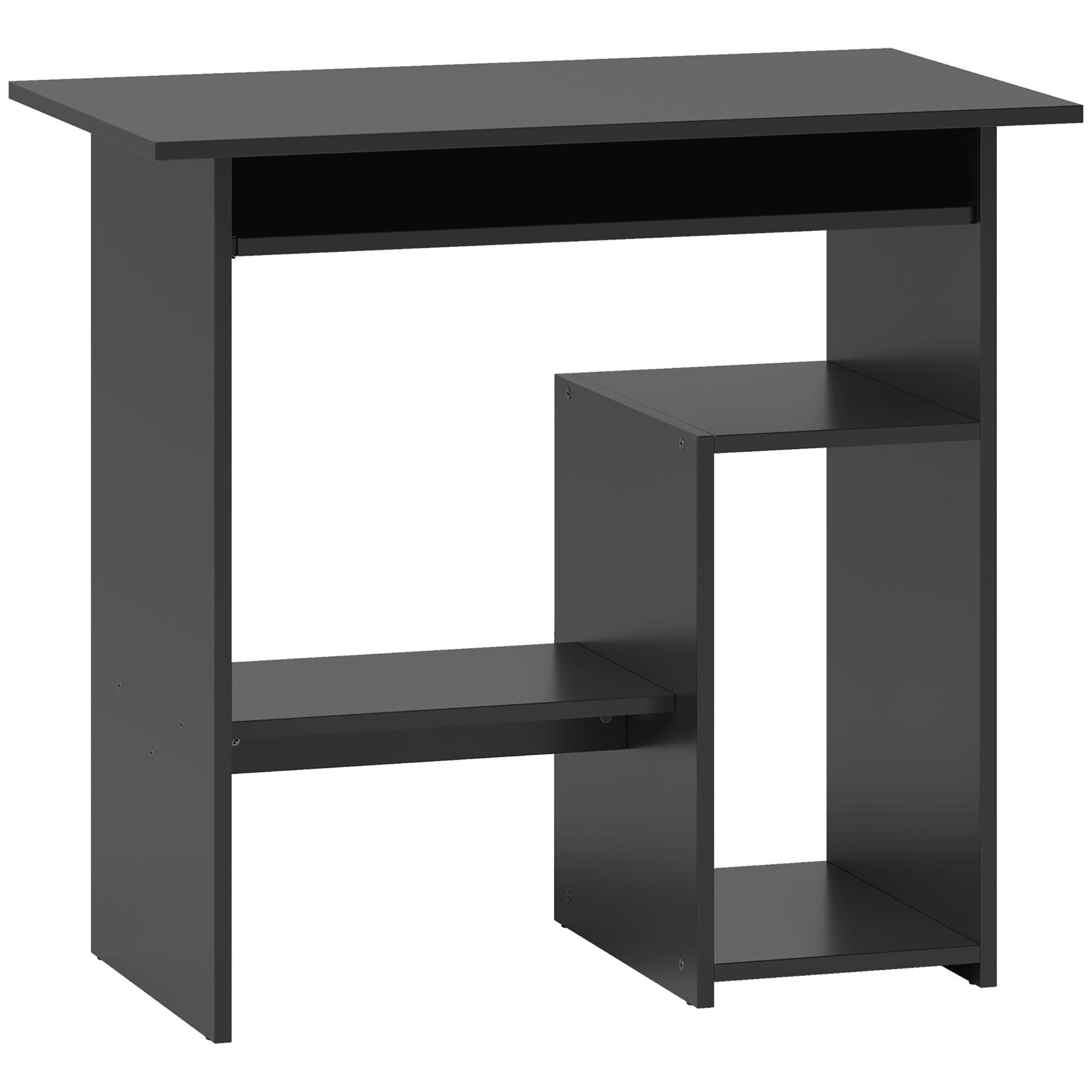 COMPUTERTISCH mit offenen Fächern, 80 x 45 x 75 cm, Schwarz - Schwarz, Holzwerkstoff (80/45/75cm) - HOMCOM