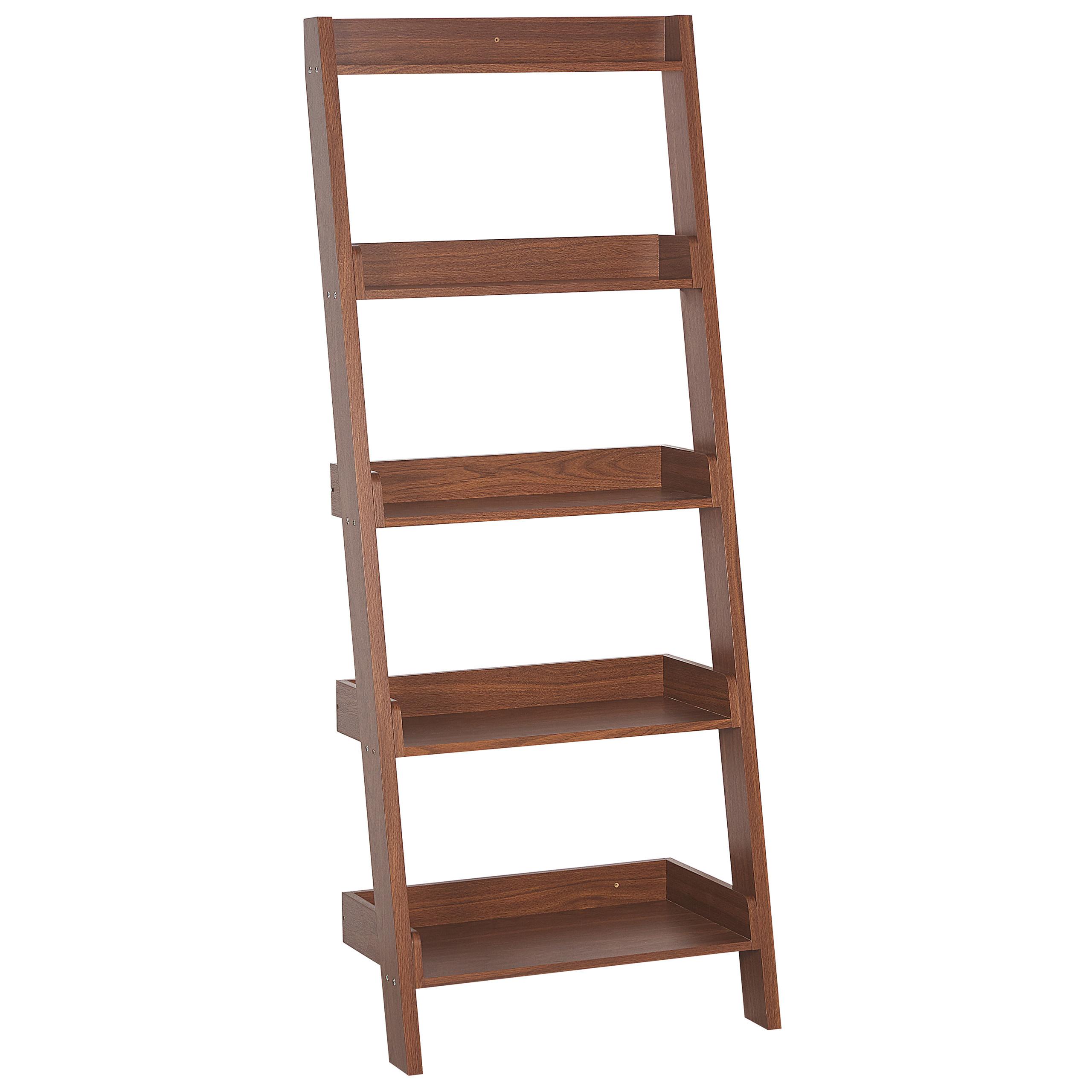 REGAL 5 Fächer Dunkler Holzfarbton Mobile Trio - Dunkelbraun, Holzwerkstoff (65/167/43cm) - Beliani