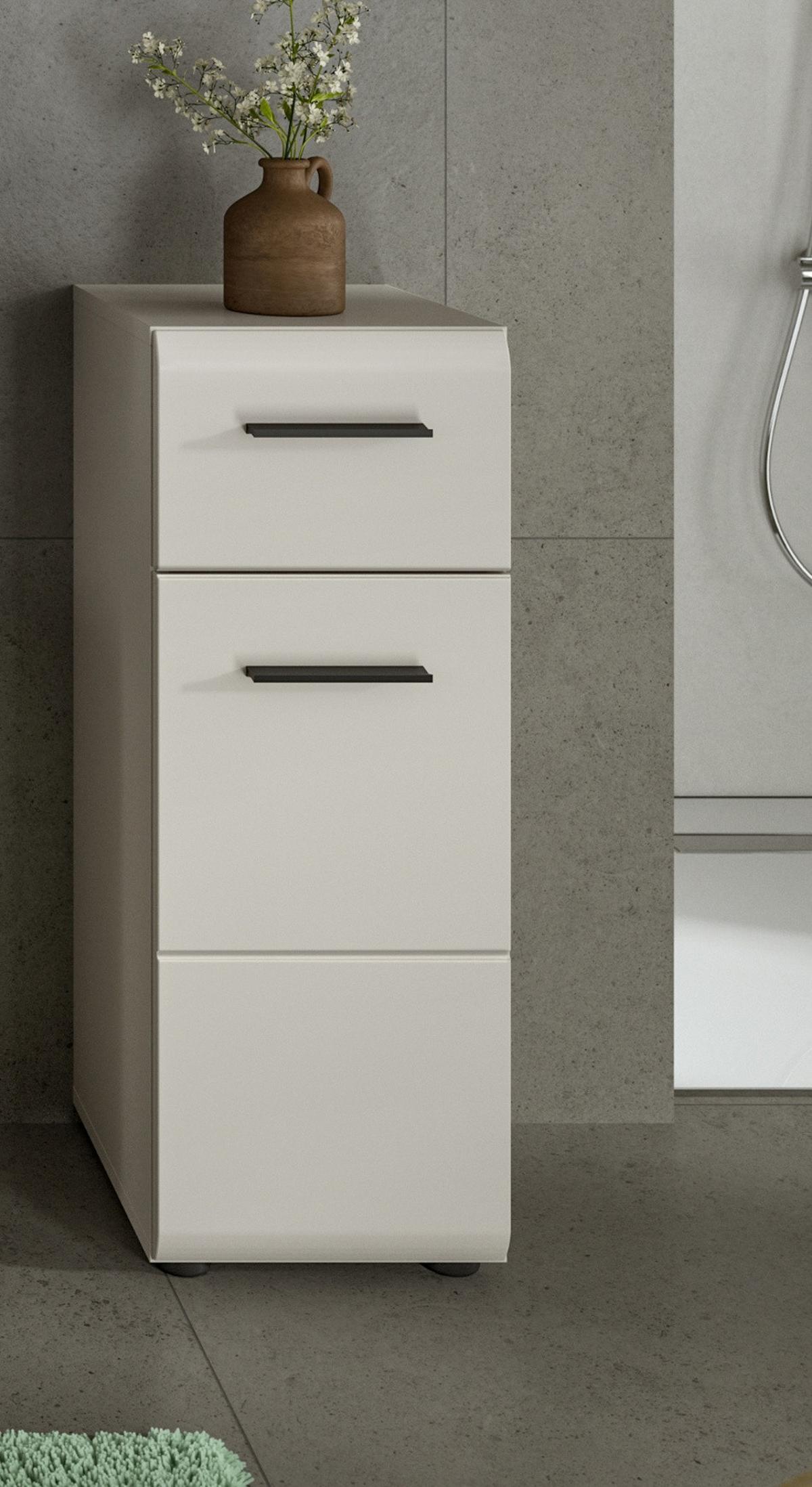 BADKOMMODE Kaschmir 30 x 80 cm, Badschrank mit Vollauszug-Schubkasten - Kaschmir/Schwarz, Holzwerkstoff/Kunststoff (30/80/30cm) - Inn.Furn
