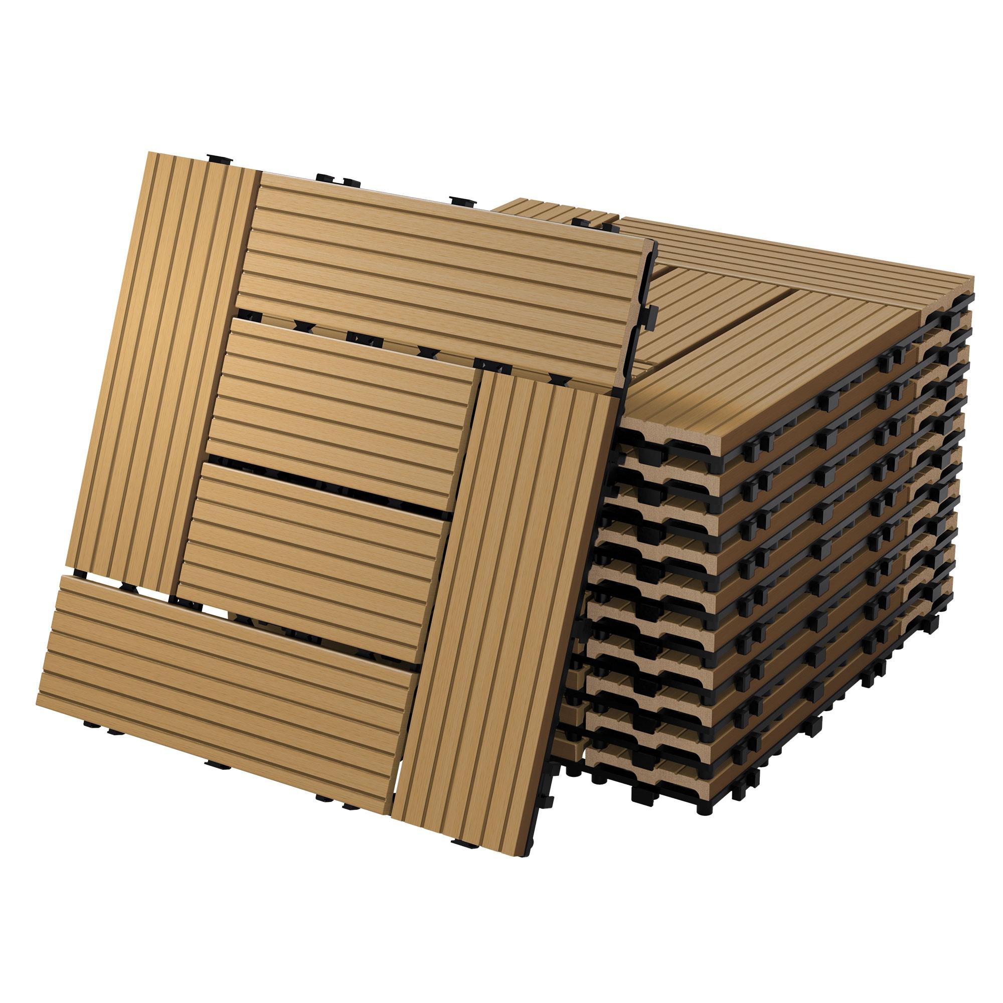 TERRASSENFLIESE Teak 22 Stück - Teakfarben, Holzwerkstoff (30/30/2cm) - ECD-Germany