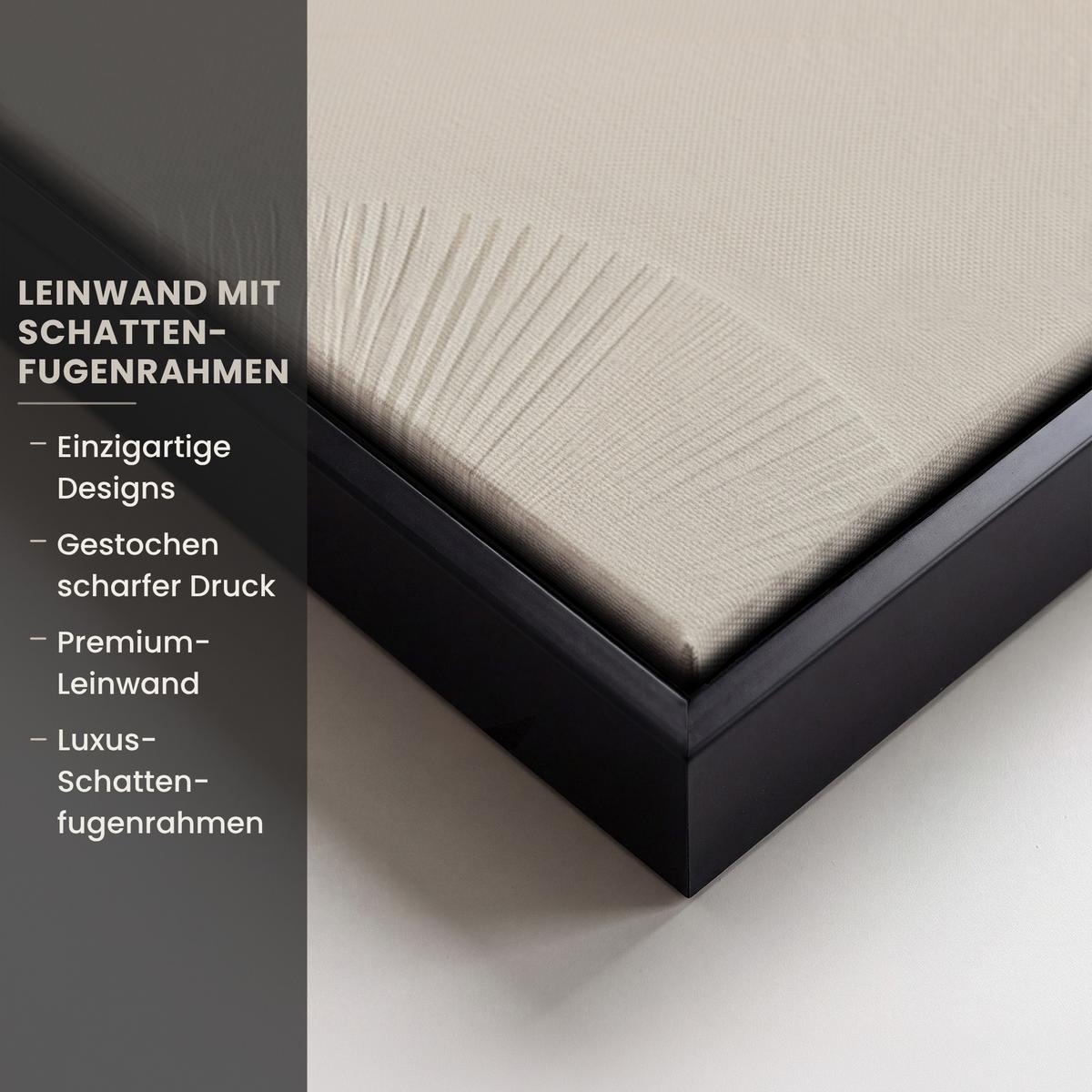 LEINWAND Bilder mit Rahmen - Japandi - Beige - Modern - 50x50 - Ecru, Textil (50/50cm) - MuchoWow
