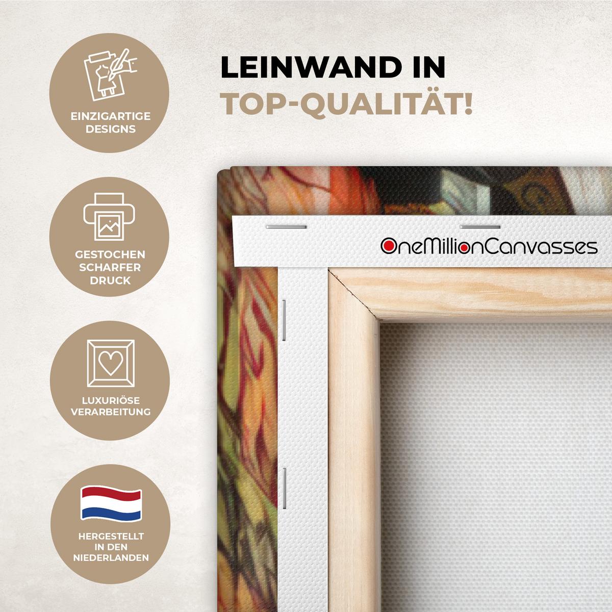 LEINWANDBILD Treppe - Graffiti - Farben - Kunst Deko Groß 90x140 cm - Multicolor, Textil (90/140cm) - MuchoWow