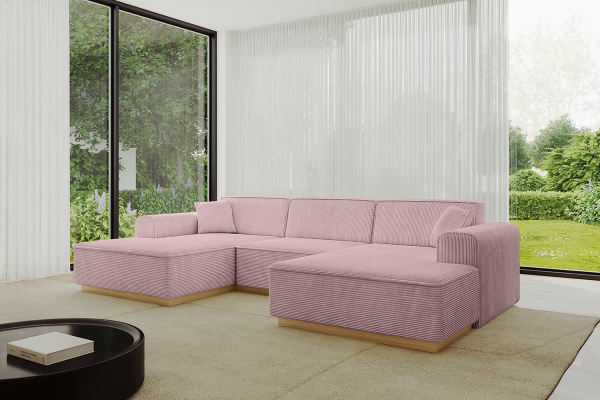 WOHNLANDSCHAFT IREA-U1-v2 - 301x165x80 cm Rosa - Rosa, Holzwerkstoff/Textil (301/80/165cm) - ALTDECOR