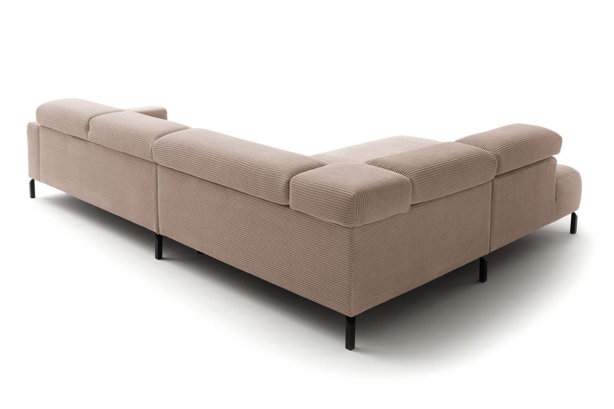 ECKSOFA DELIA Taupe Cord Relaxfunktion - Taupe/Schwarz, Textil/Metall (276/219cm) - KAWOLA