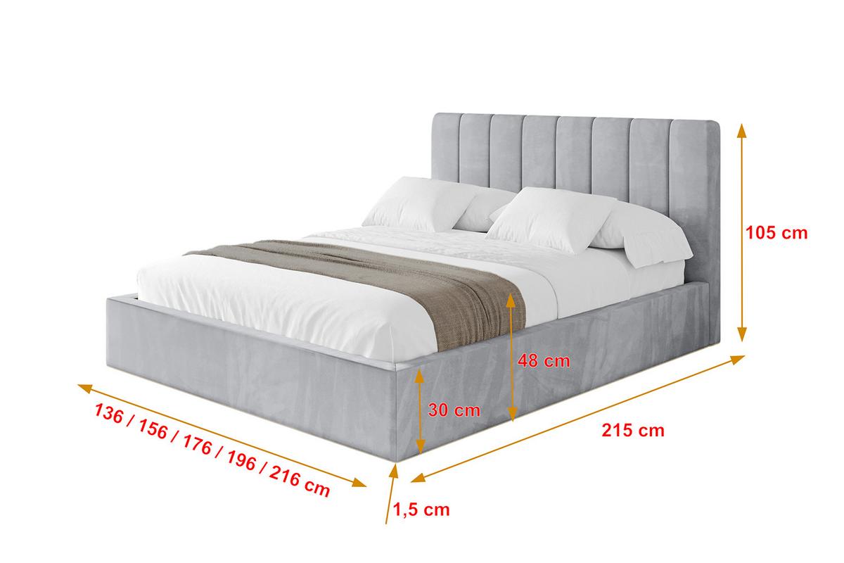 POLSTERBETT mit Bettkasten und Lattenrost, Bett mit Matratze H3/H4 - STERA 160x200 Hellgrau - Hellgrau, Holzwerkstoff/Textil (160/200cm) - ALTDECOR