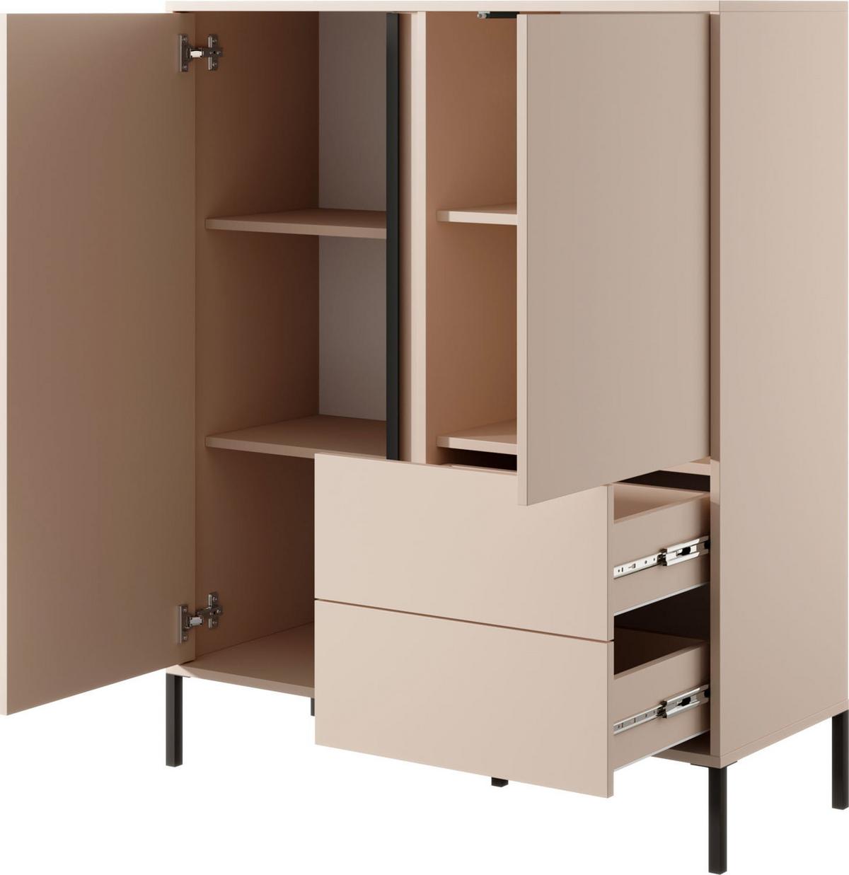 HIGHBOARD Donna in Beige 103/123/40 cm - Beige/Schwarz, Holzwerkstoff/Metall (103.3/123.4/39.5cm) - WFL GROUP