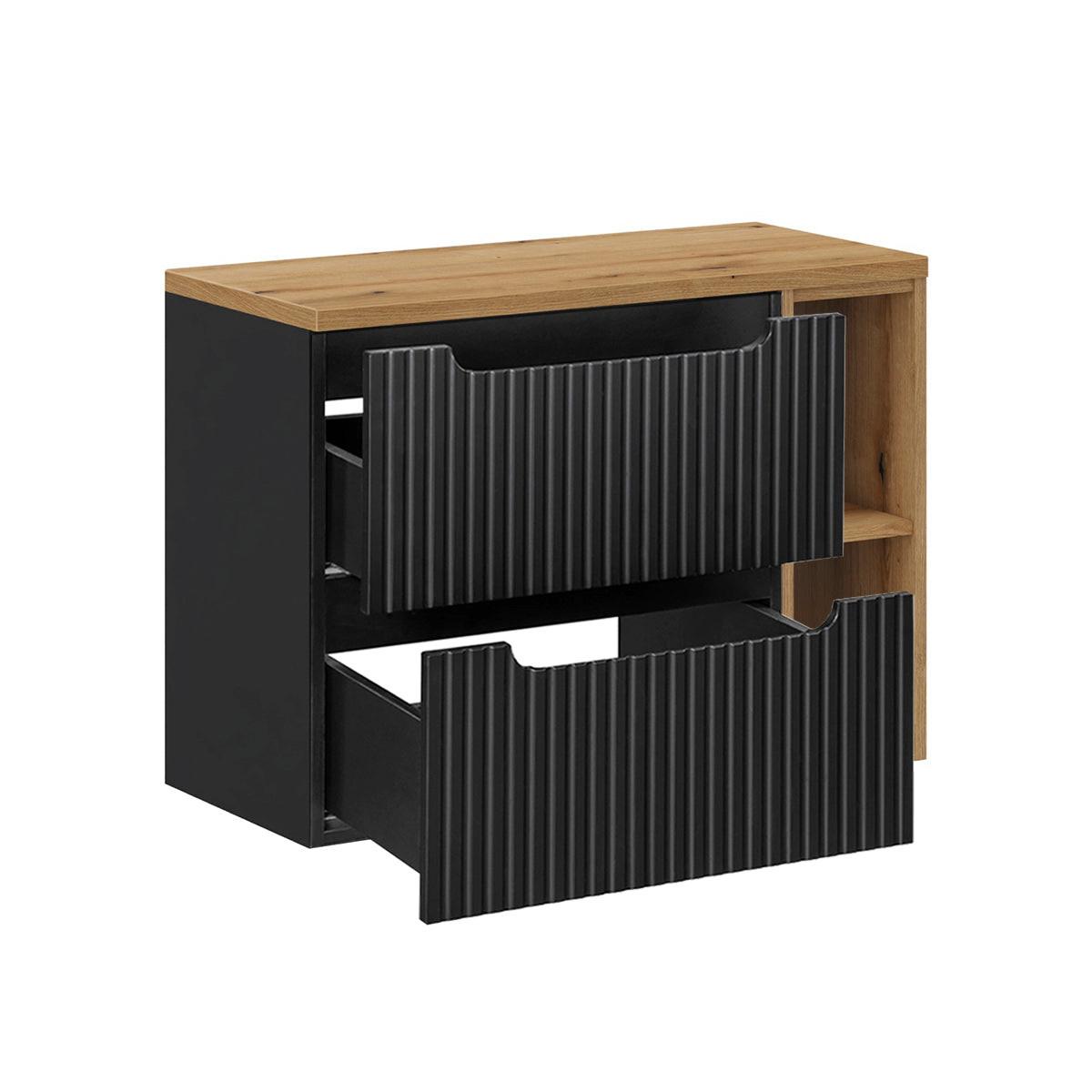 WASCHTISCHUNTERSCHRANK 80.4cm Riva Schwarz und Holz - Schwarz, Holzwerkstoff (80.4/59/40cm) - Petits-meubles