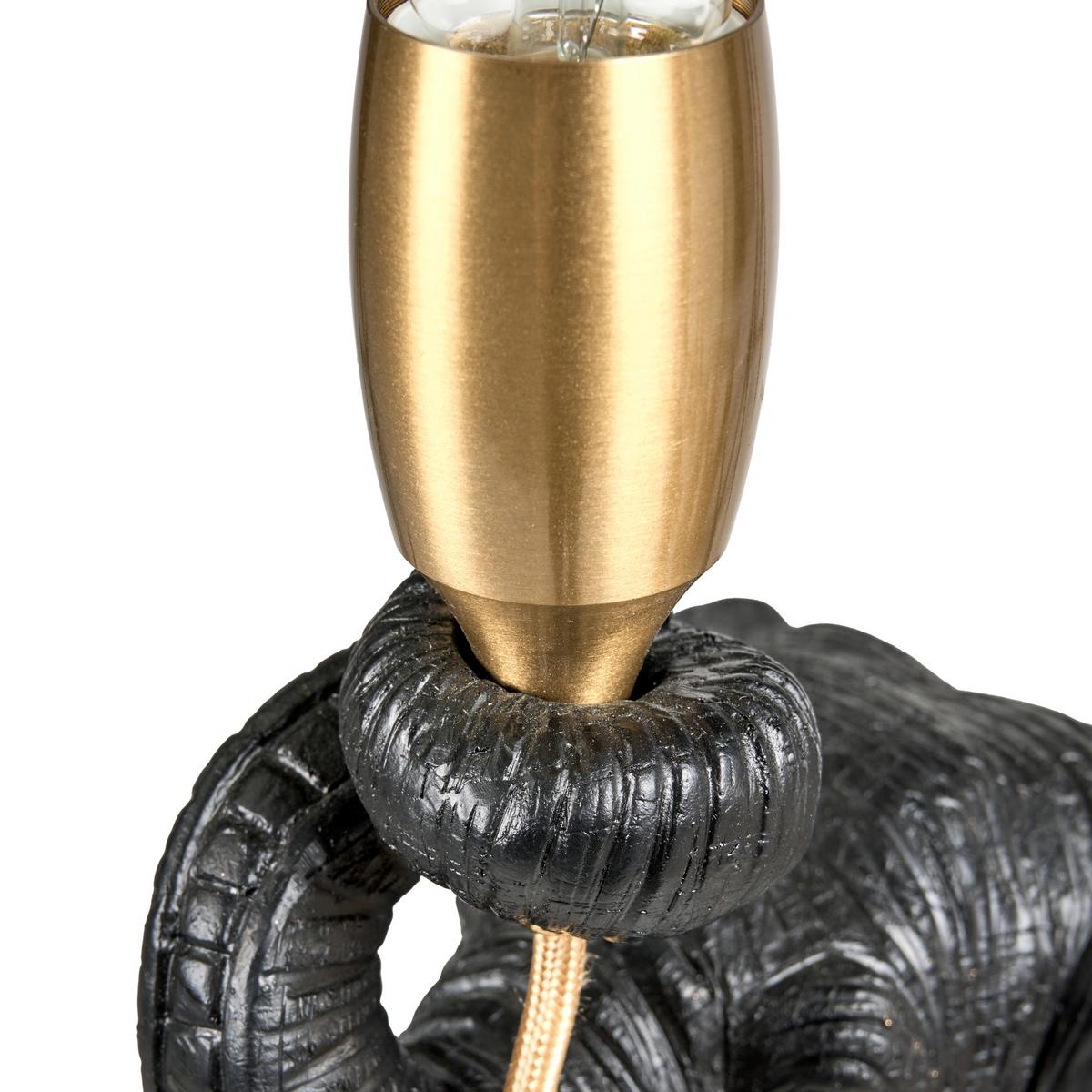 TISCHLAMPE Elefant Schwarz Fortuna - Messingfarben/Schwarz, Kunststoff (24/15/37cm) - Beliani