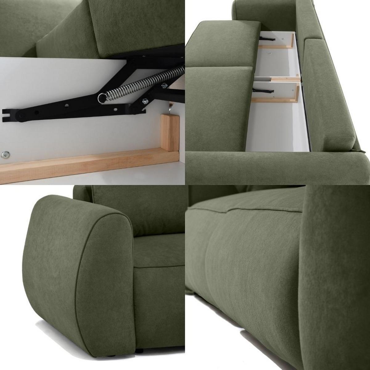 3-SITZER Schlafsofa Bravo mit Eckfunktion, mit zwei Bettkasten, Grün - Schwarz/Grün, Textil (257/96/110cm) - Beautysofa