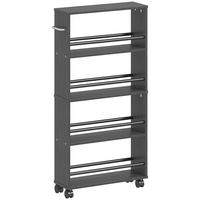 ROLLWAGEN Spanplatte Stahl Schwarz - Silberfarben/Schwarz, Holzwerkstoff/Metall (15/91/45cm) - HOMCOM