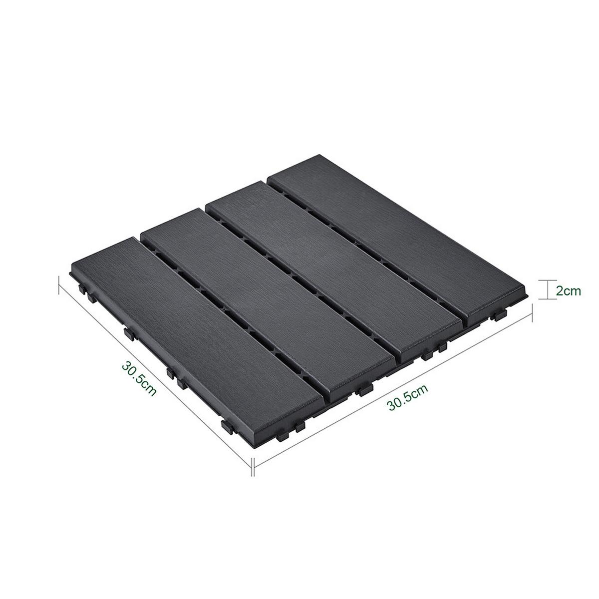 TERRASSENFLIESEN 35 Stück Grau 30.5x2x30.5 cm - Grau, Kunststoff (30.5/30.5/2cm) - SoBuy