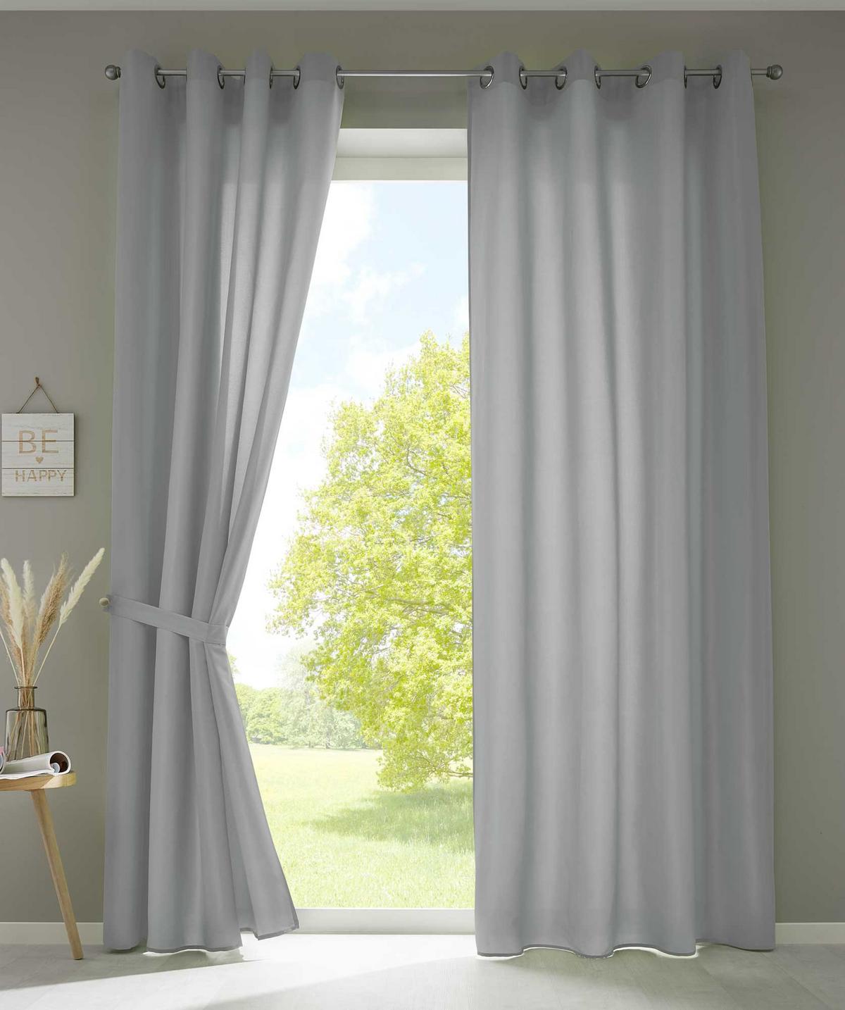 VORHANG 2ER SET BERLIN HxB 225x140cm Grau - Grau, Textil (140/225/225cm) - Gardinenbox