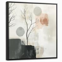 LEINWAND Bilder mit Rahmen - Wabi sabi - Beige - Pflanze - 50x50 - Sandfarben, Textil (50/50cm) - MuchoWow