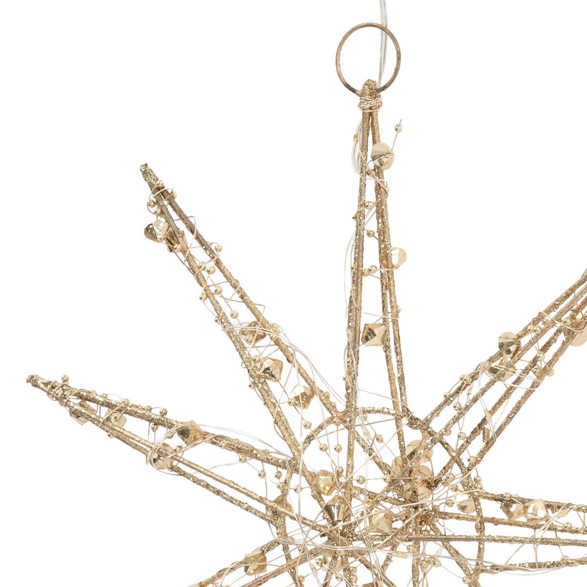 DEKOSTERN 30 cm Warmweiß - Goldfarben, Metall (30/30/4cm) - ECD-Germany