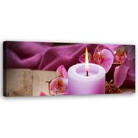 WANDBILD zen spa kerze - Lila, Textil (90/30cm) - Feeby