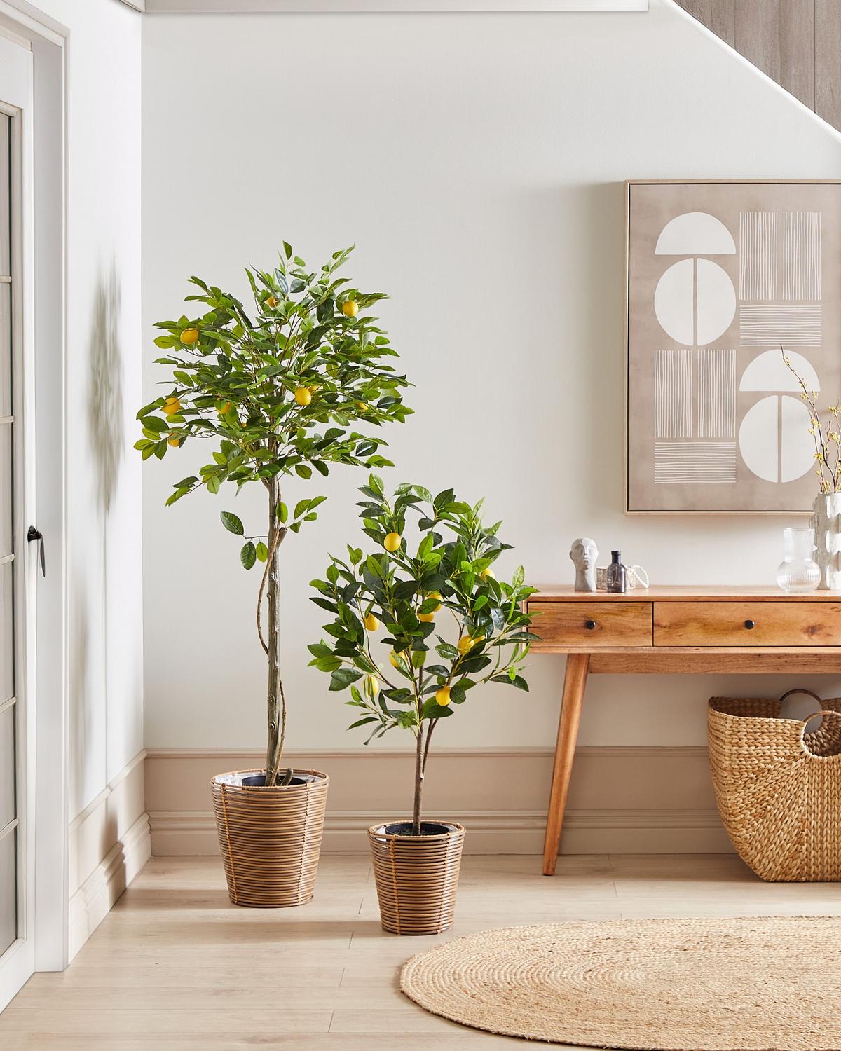 KUNSTPFLANZE im Blumentopf 105 cm Grün/Schwarz Lemon Tree - Schwarz/Grün, Kunststoff (105cm) - Beliani