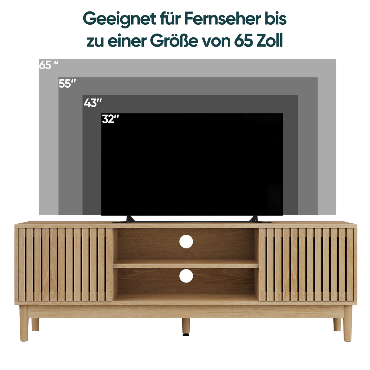 TV-LOWBOARD eichen-optik & lamellen-design - Eichefarben, Holzwerkstoff (140/48/39cm) - Urban Meuble