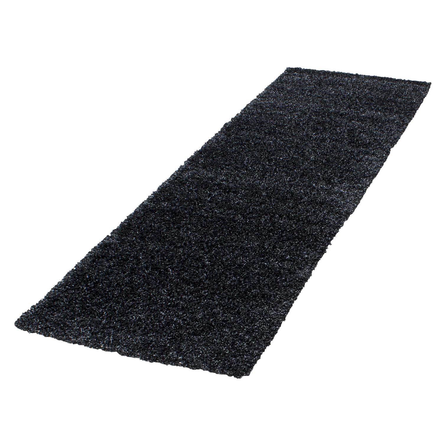 HOCHFLORTEPPICH RHEIN, einfarbig, aus Polypropylen, Anthrazit, 80 x 250 cm - Anthrazit, Textil (80/250cm) - KADIMA DESIGN