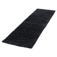 HOCHFLORTEPPICH RHEIN, einfarbig, aus Polypropylen, Anthrazit, 80 x 250 cm - Anthrazit, Textil (250/80cm) - KADIMA DESIGN