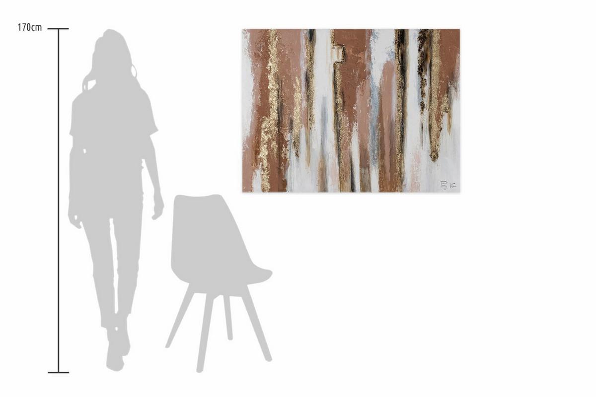 ACRYLBILD HANDGEMALT 100/75 cm - Weiß/Braun, Holz/Textil (100/75cm) - KUNSTLOFT
