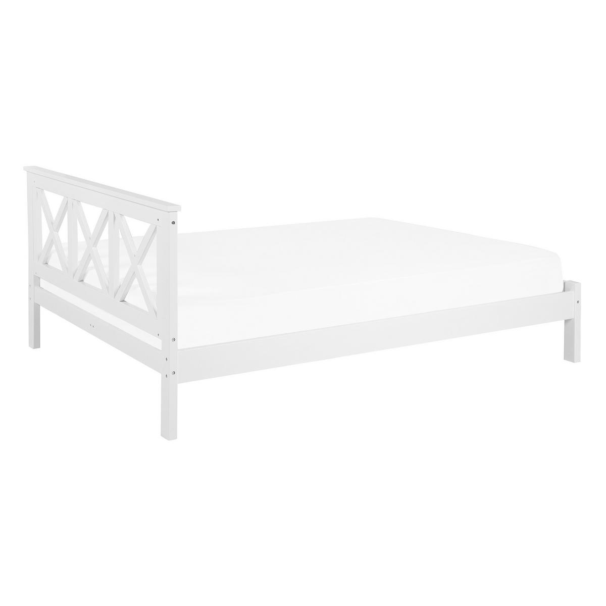BETT mit Lattenrost 140x200 cm Weiß Tannay - Weiß, Holz (140/200cm) - Beliani
