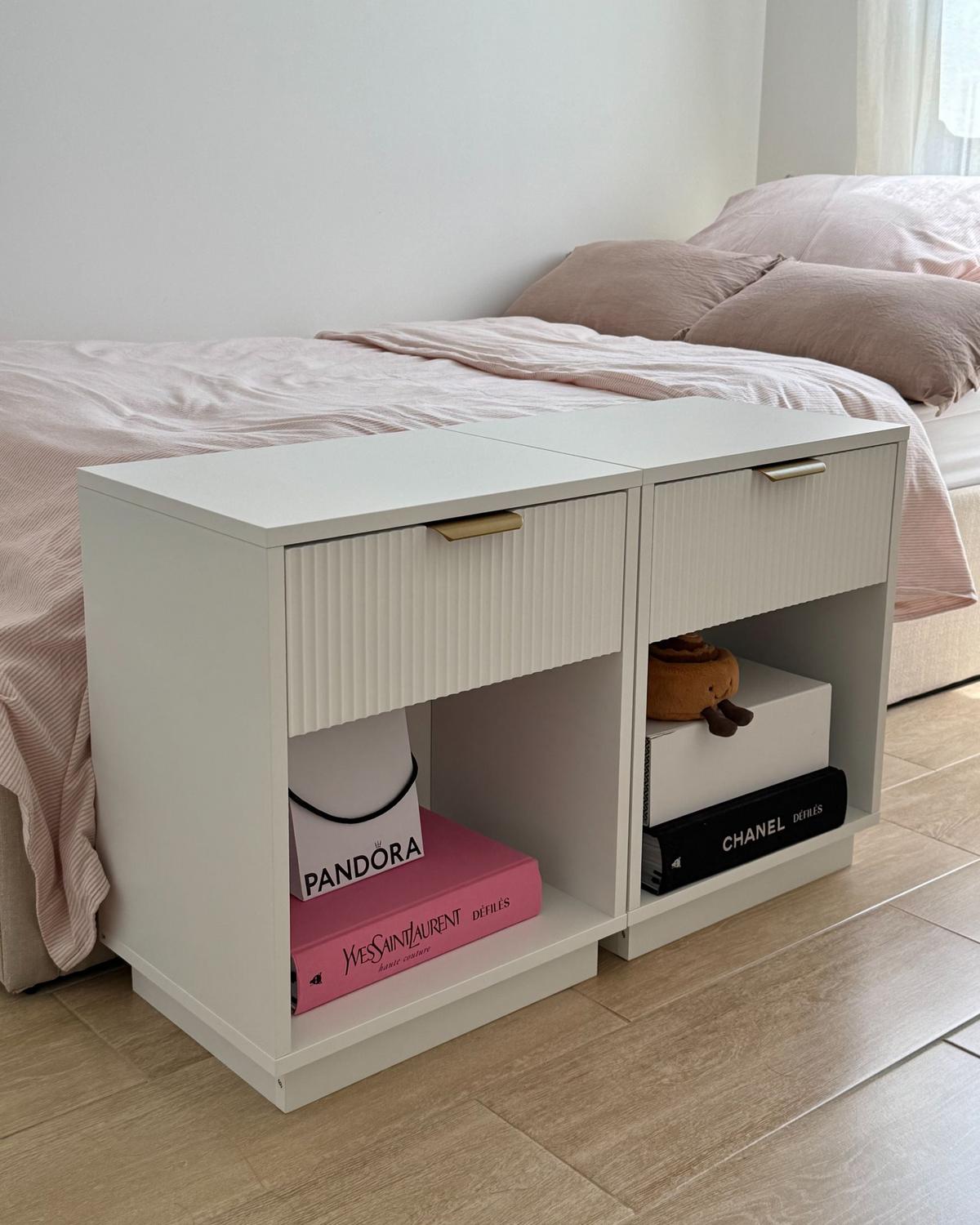 NACHTTISCH Weiß Summerville - Weiß, Holzwerkstoff (40/50/30cm) - Beliani