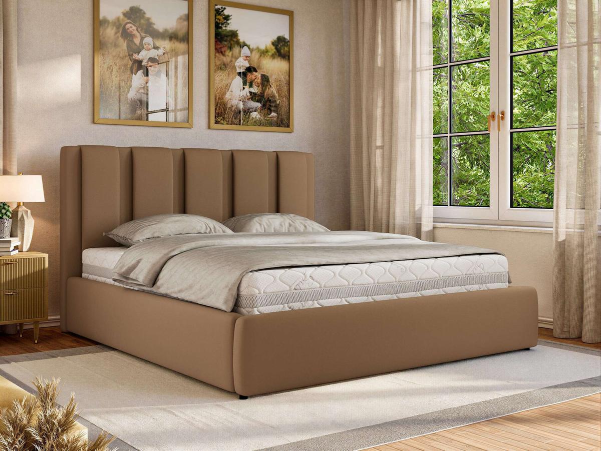 POLSTERBETT SAVINO CLASSIC 160/200 - Braun Kunstleder - Multipocket-Matratze - Braun, Textil (160/200cm) - MKS