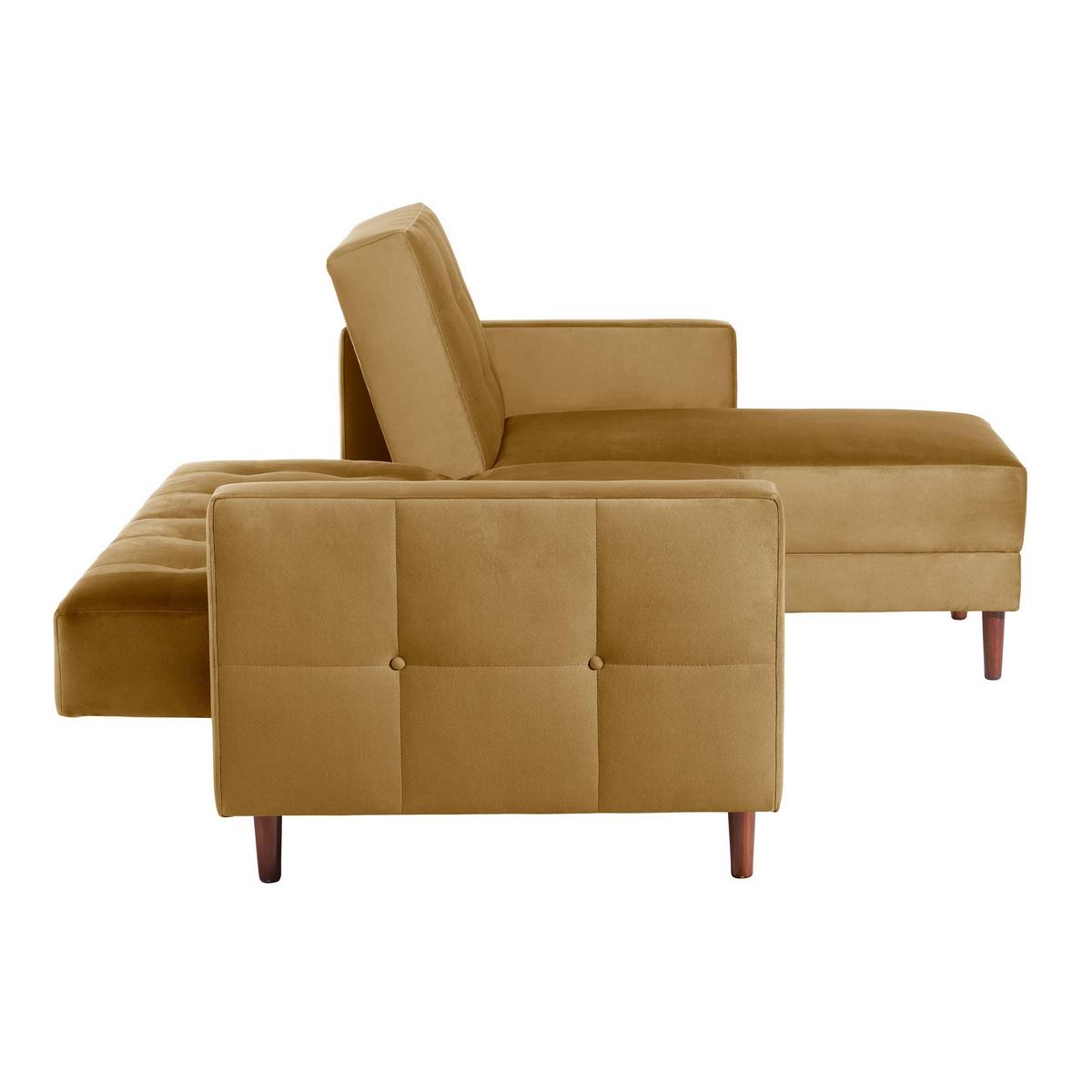 FUNKTIONSSOFA mit Hocker Katunia Samtvelours mais - Currygelb, Kunststoff (222/92/144cm) - 58aufmkessel
