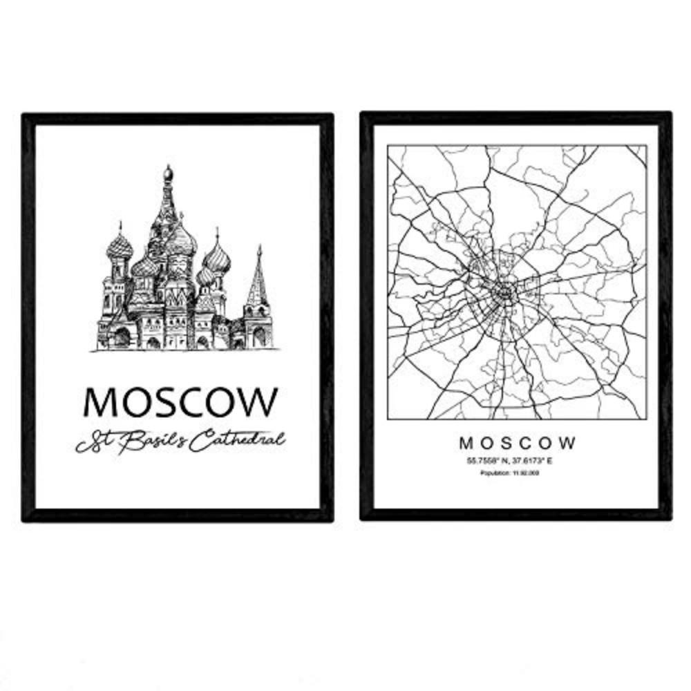 POSTER Set Mit 2 Städte Denkmäler Moskau Basilius-Kathedrale A3 Rahmenlos - Klar, Papier (29.7/5/42cm) - Nacnic