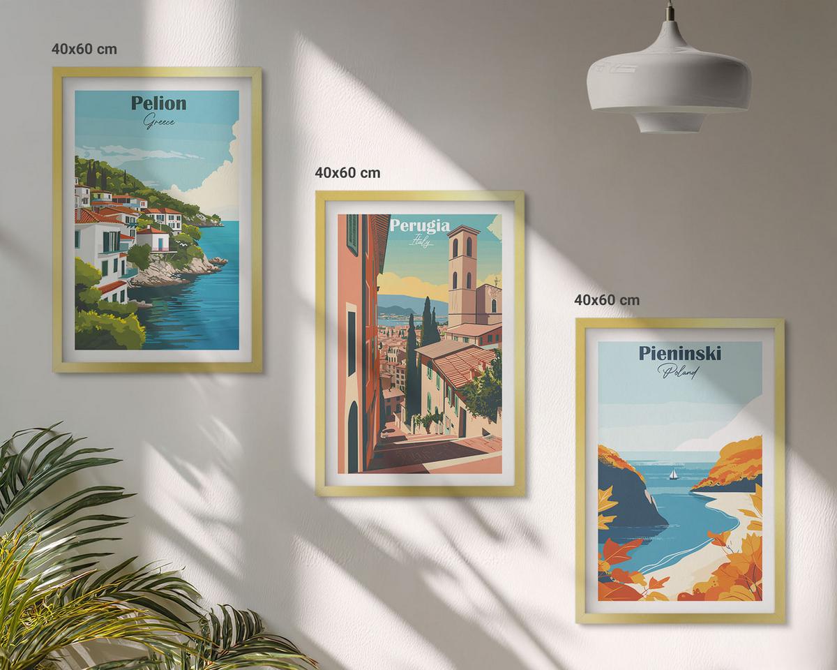 BILDER SET 3er Set - 40x60 cm Goldrahmen - Malerische Retro-Landschaften - Goldfarben, Kunststoff (40/60cm) - TULUP
