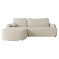 ECKSOFA Loridu Cord, Seite: Links - Schwarz/Naturfarben, Holz/Kunststoff (250/174cm) - MIRJAN24
