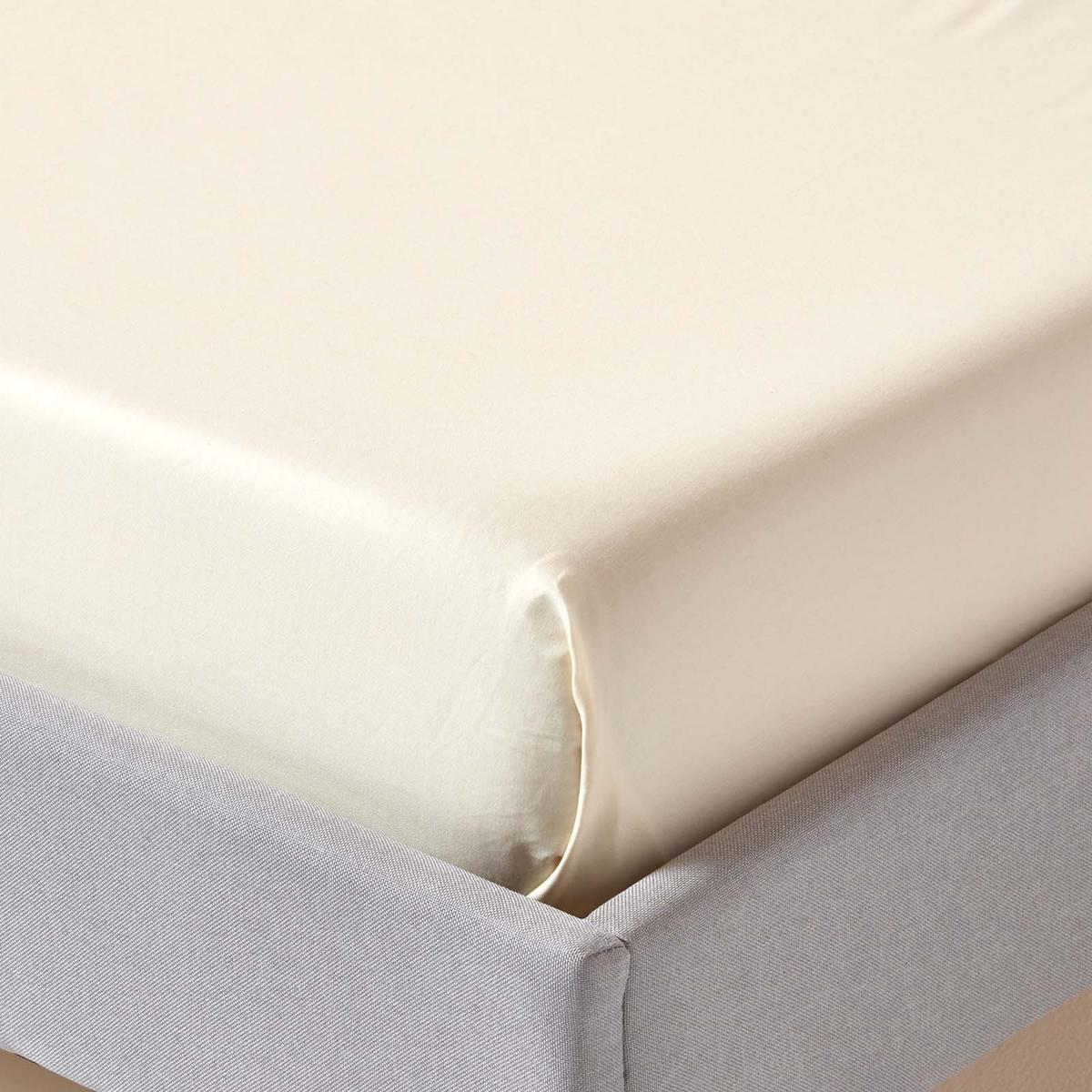 SATIN-BETTLAKEN ohne Gummizug, Bio-Baumwolle, Fadendichte 400 - Creme, Textil (240/300cm) - Homescapes