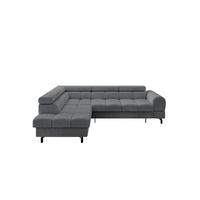 ECKSOFA mit Schlaffunktion Ottomane Links LUMA-L 272x203x70 Dunkelgrau Cord - Graphitfarben/Schwarz, Holzwerkstoff/Kunststoff (272/203cm) - ALTDECOR