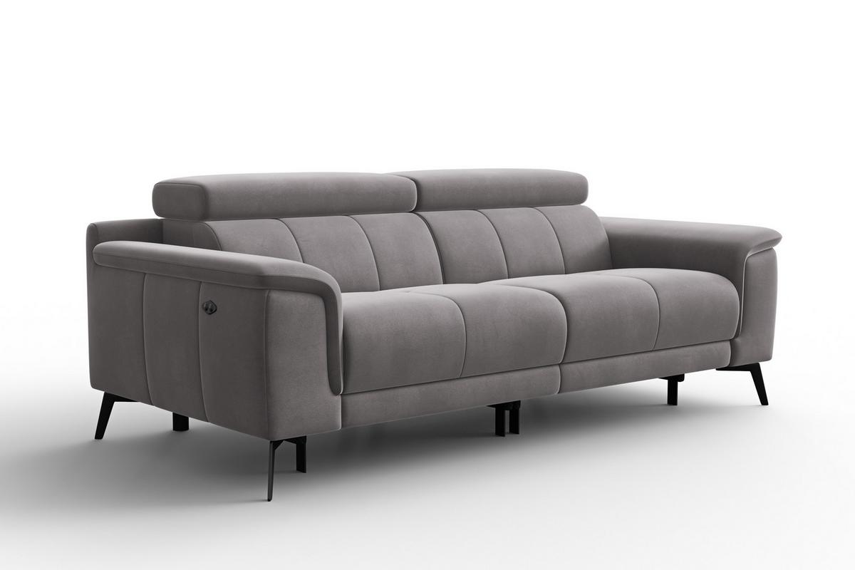 SOFA RELAX FIERO 3-Sitzer, Dunkelgrauer Veloursstoff - Dunkelgrau/Schwarz, Holz/Textil (212/82/103cm) - Courtois Laville