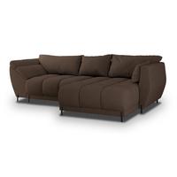 ECKSOFA VESTANO R-S Braun Boucle-Stoff mit Schlaffunktion - Braun, Holz (287/182cm) - MASSENO
