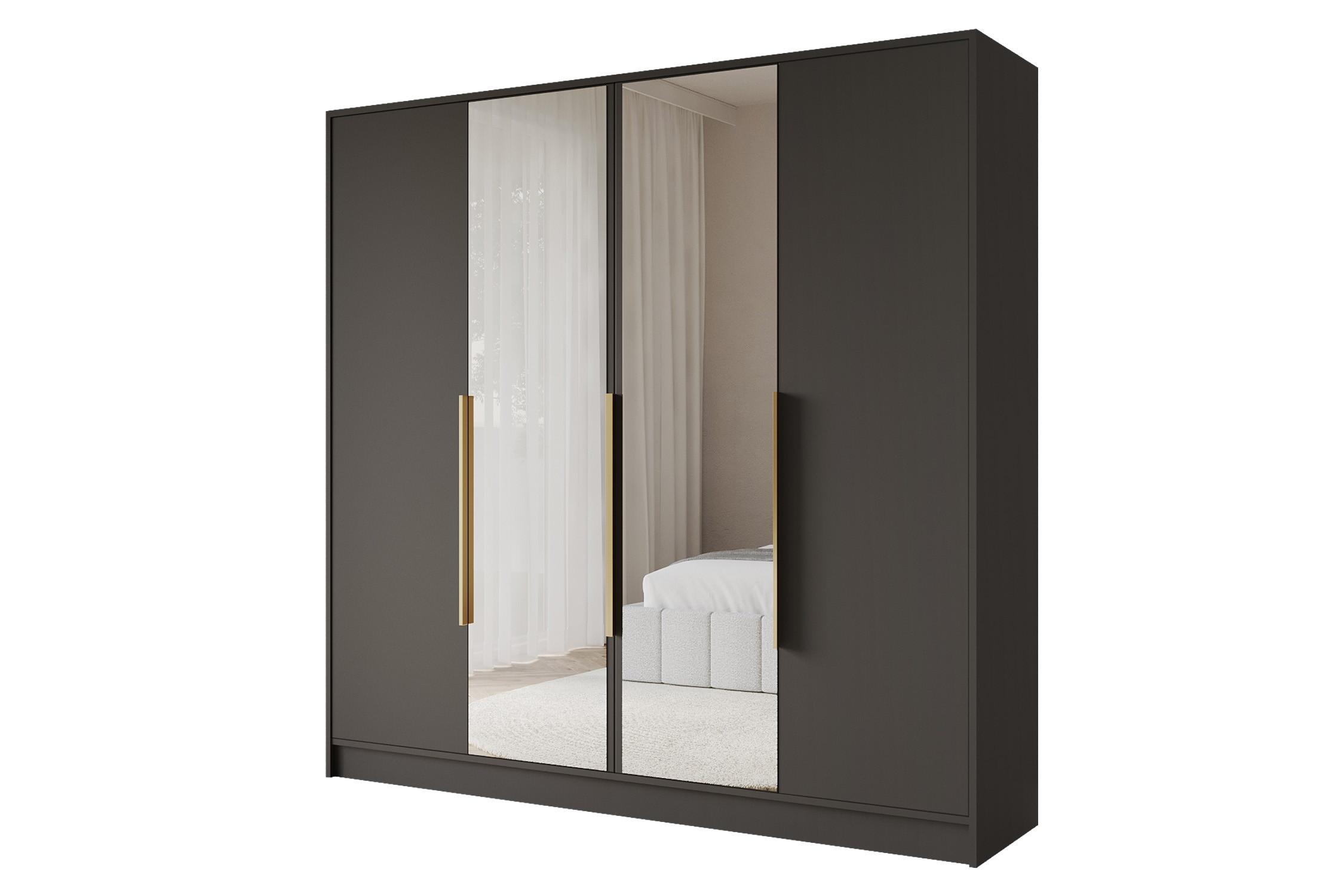 KLEIDERSCHRANK - LESE - 200 - Schwarz - Goldfarben/Schwarz, Holzwerkstoff (200/200/51cm) - ALTDECOR