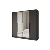 KLEIDERSCHRANK - LESE - 200 - Schwarz - Goldfarben/Schwarz, Holzwerkstoff (200/200/51cm) - ALTDECOR