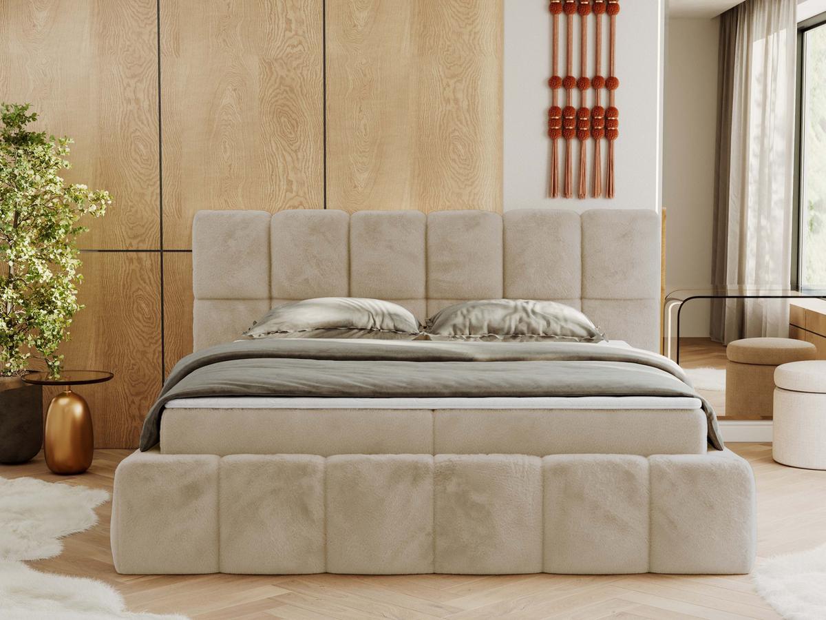 BOXBETT NIRA 200/200 - Creme Plüsch - H4 - Creme, Holz/Textil (200/200cm) - MKS