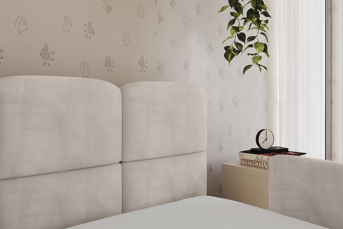 EINZELLBETT Jugendbett mit Bettkasten, Links - KIVY 90x200 Beige - Beige, Holzwerkstoff/Textil (90/200cm) - ALTDECOR