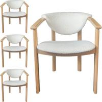 ESSZIMMERSTUHL KALLA 4er Set in Creme Bouclé, massives Buchenholz 58/60/74 cm - Hellbraun/Creme, Holz/Textil (58/72/47cm) - WFL GROUP