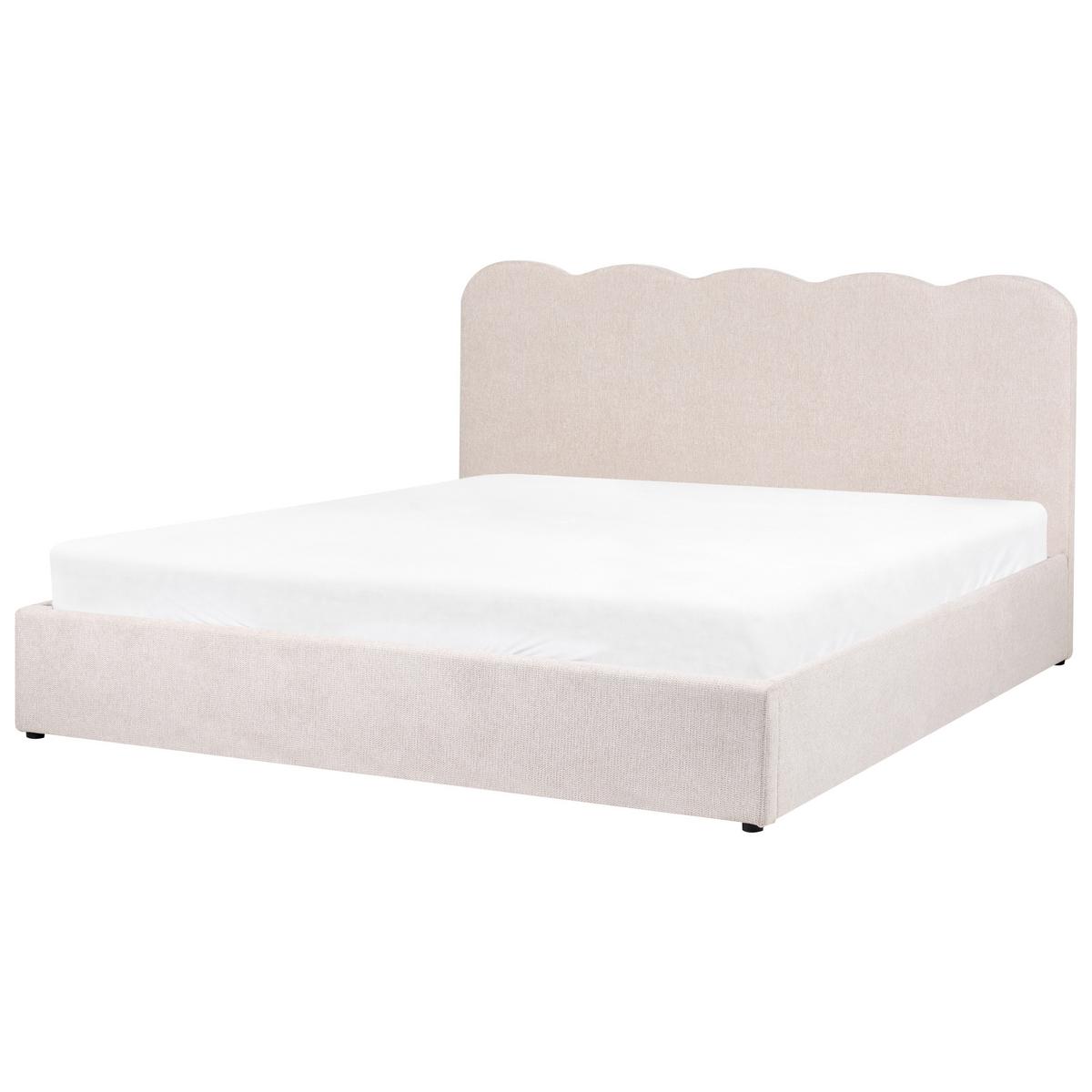 BETT mit Stauraum 180/200 Stoff Hellbeige Nanterre - Beige, Textil (180/200cm) - Beliani