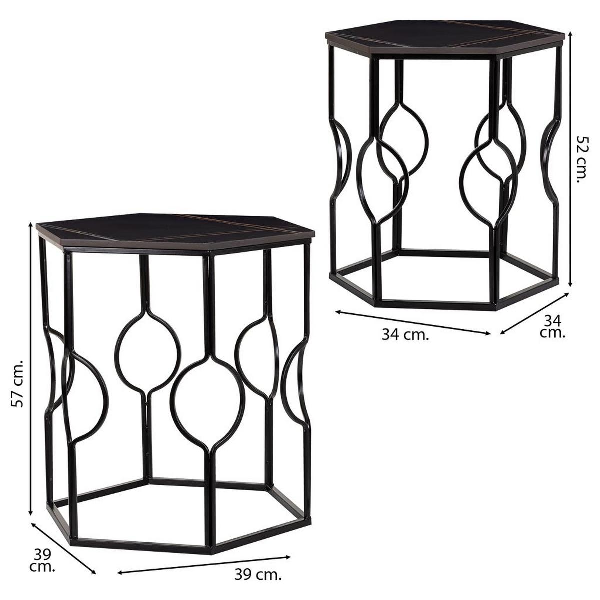 TISCH aus Metall, schwarz, 34x52x39cm, 2-tlg. - Schwarz, Metall (39/39/57cm) - Wanderlust