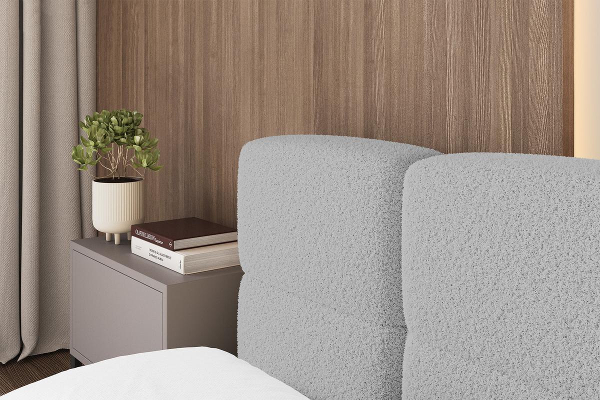 POLSTERBETT mit Bettkasten und Lattenrost, Bett mit Kopfteil, Boxbett ohne Matratze, Doppelbett mit Stauraum - NATA-v1 120x200 Hellgrau - Hellgrau, Holzwerkstoff/Textil (120/200cm) - ALTDECOR