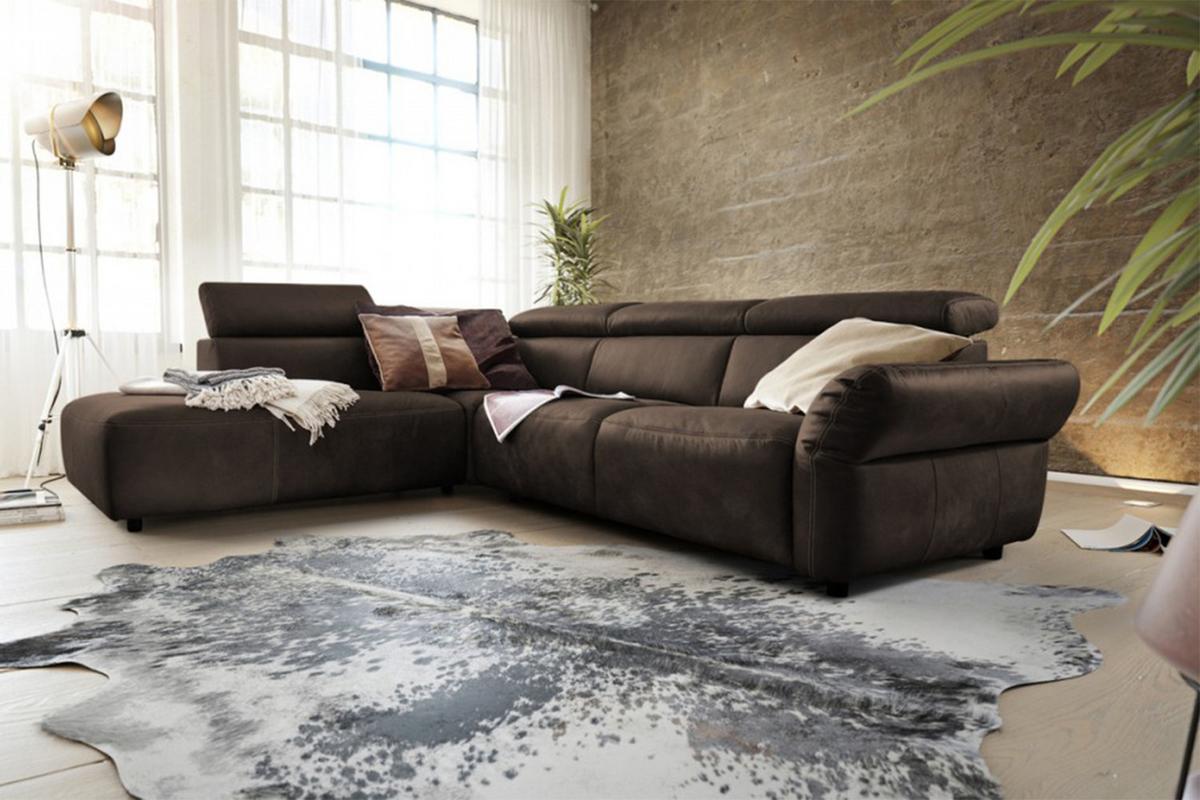 ECKSOFA MOTOR. SITZVORZUG RISO Anthrazit Leder - Anthrazit/Schwarz, Leder (263/240cm) - KAWOLA