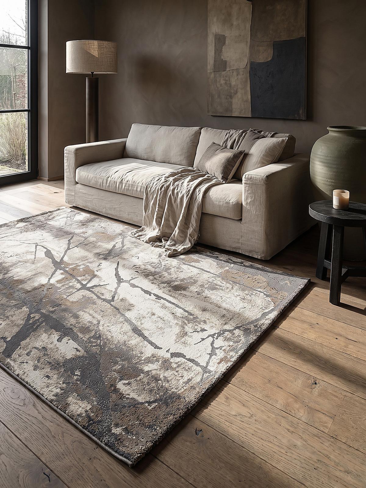 TEPPICH Kurzflor OGLIO Abstrakt Polypropylen-Polyester Natur 200 x 290 cm - Beige, Textil (200/290cm) - KADIMA DESIGN