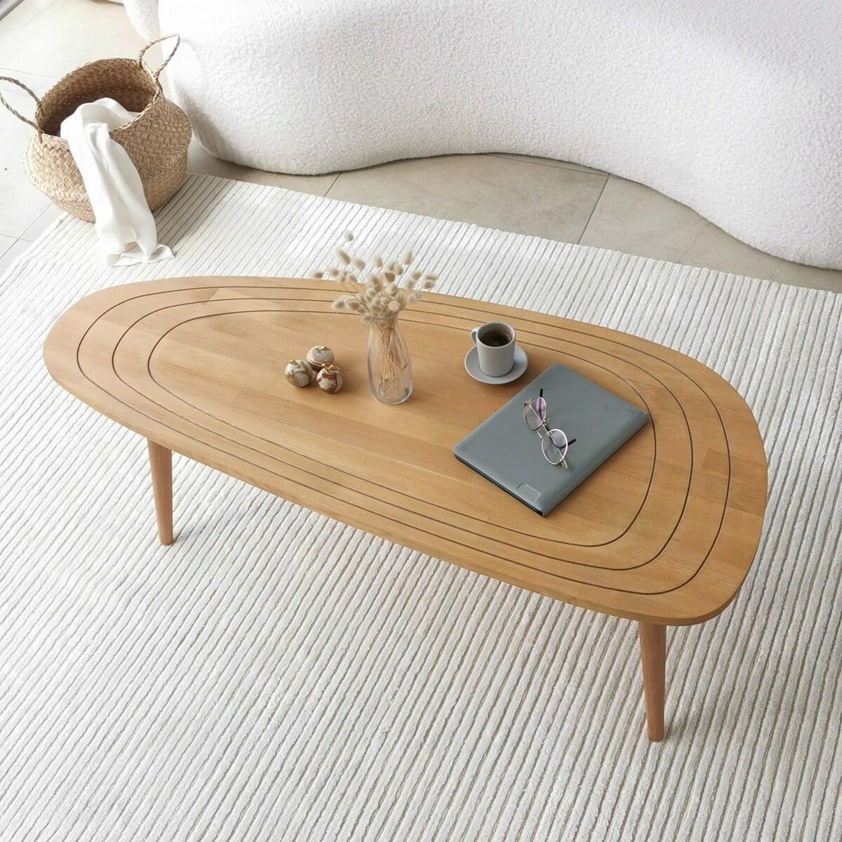COUCHTISCH mit abgerundeten Kanten 115/50/38 cm - Eschefarben, Holzwerkstoff (136/50/38cm) - Calicosy